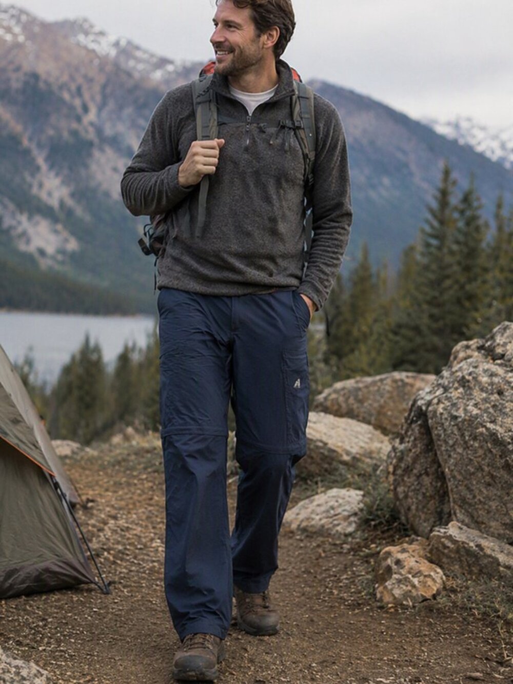 447 - Eddie Bauer Performance lined Pants 🧭 Navy Explorer Outdoor Travel